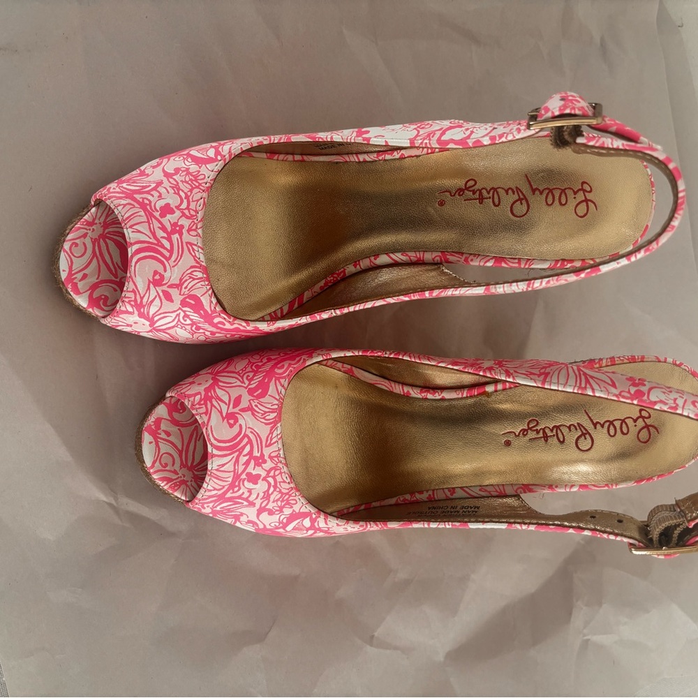 Lilly Pulitzer Floral Pink Slingback Heels